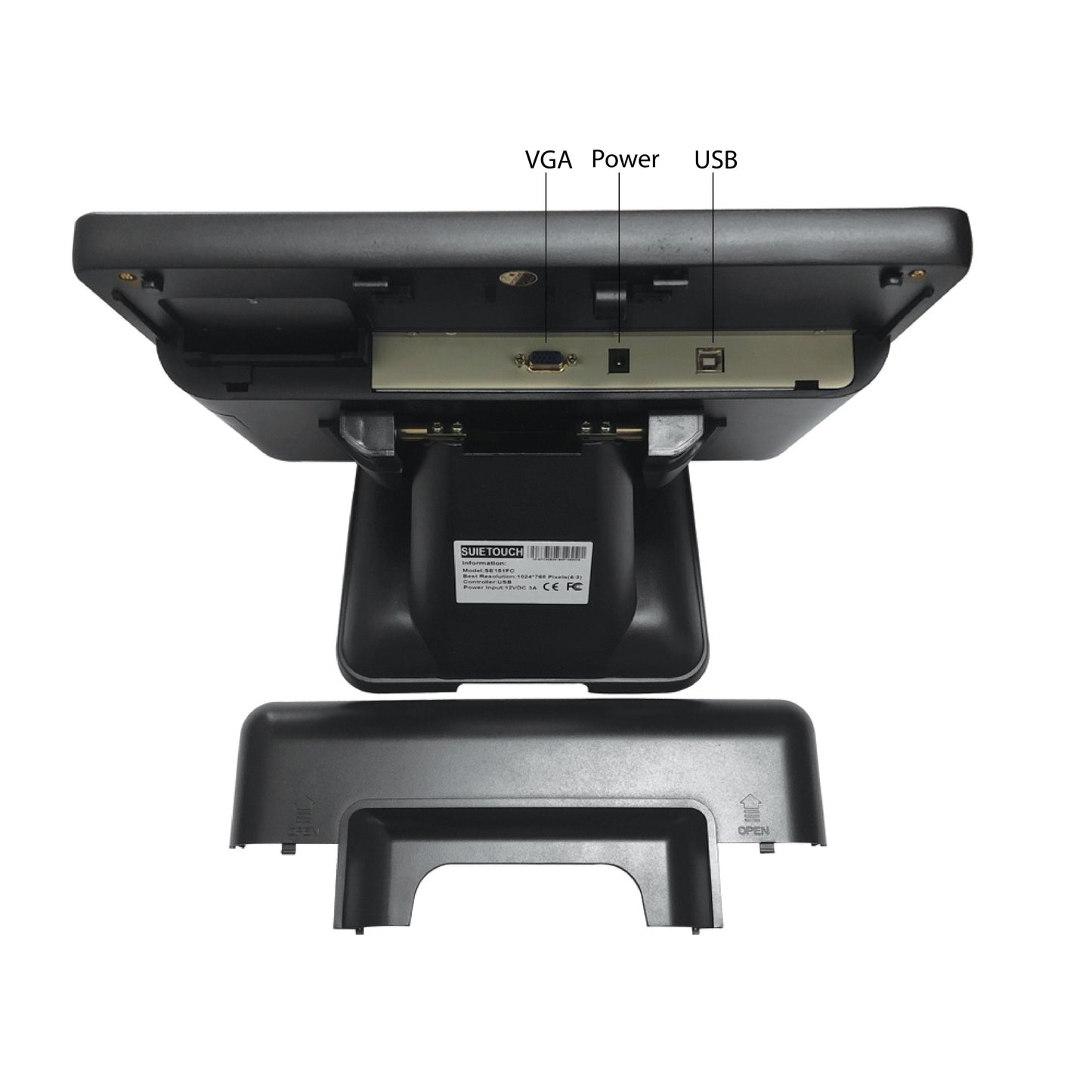 ASE-15 - 15” LCD Touch Screen Flat Seamless Capacitive Monitor with Heavy Metal Case 1024 x 768 Resolution Great for Office, POS, Retail, Restaurant, Bar, Gym, Small Business