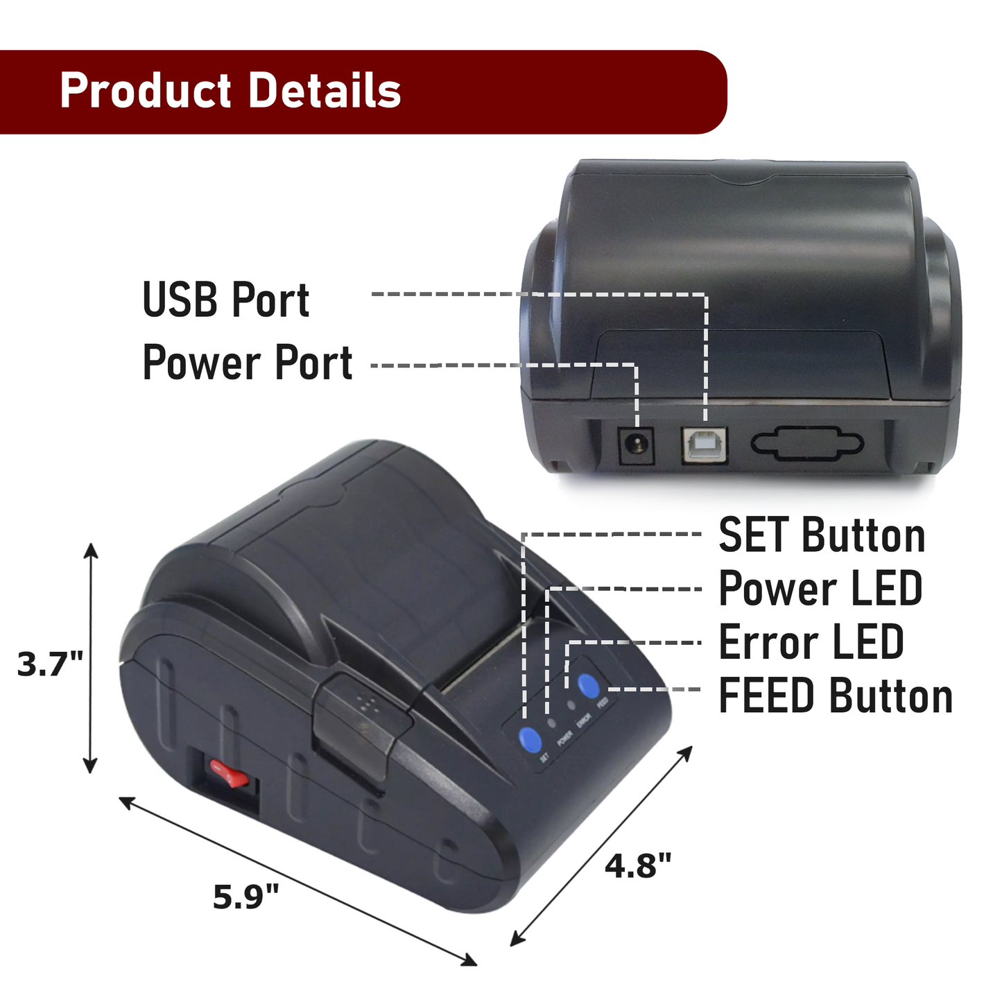 ASP-POS58V - Thermal Receipt printer is easy to set up with Android tablets, compatible with SKIP the Dishes, offers USB and Bluetooth connectivity, supports various POS applications, kitchen and network printing, and provides high-speed printing at 50mm/s with excellent quality and reliability.