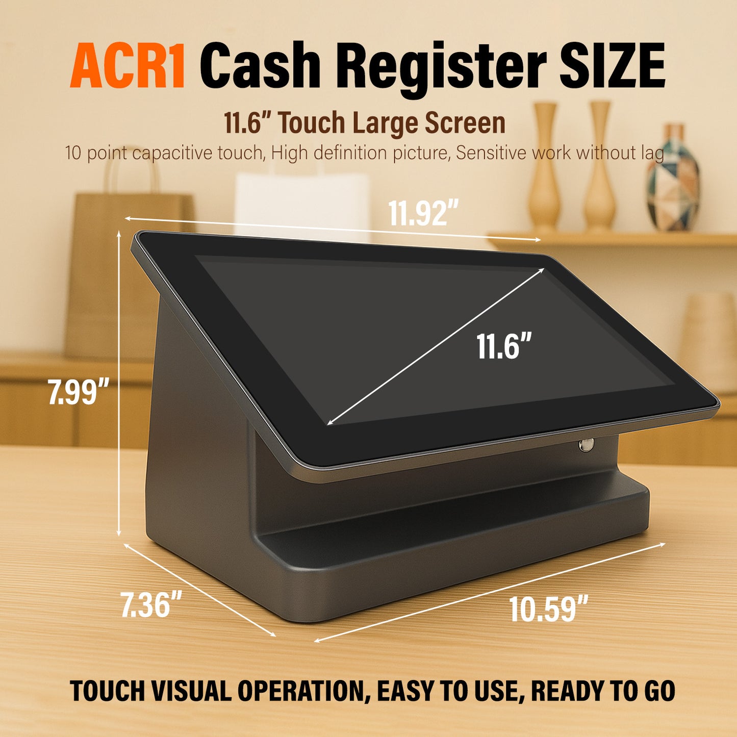 ASSUR Cash Register All-in-One POS System-11.6 inch Touch Screen, Customer Display, 58mm Receipt Printer POS Machine with Software, Electronic Cash Register for Small Business Retail Restaurant Store