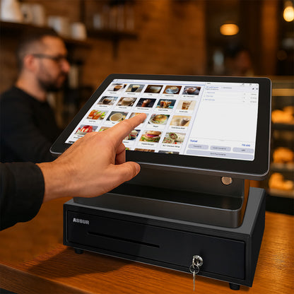 ASSUR Cash Register All-in-One POS System-11.6 inch Touch Screen, Customer Display, 58mm Receipt Printer POS Machine with Software, Electronic Cash Register for Small Business Retail Restaurant Store