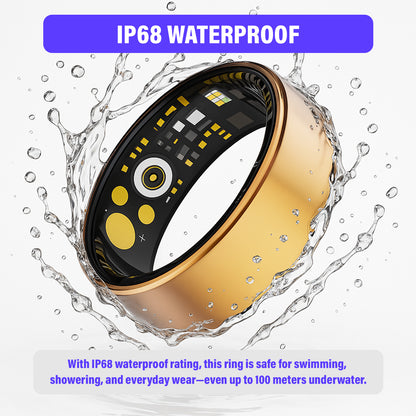 ASSUR Smart Ring Women Men - IP68 Waterproof Health Ring, Fitness Tracker Ring Compatible with Android and iPhone, Sleep Tracking, Step Counter & Camera Control (Rose Gold, 7)