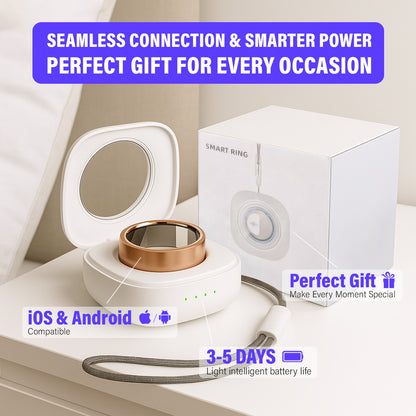 ASSUR Smart Ring Women Men - IP68 Waterproof Health Ring, Fitness Tracker Ring Compatible with Android and iPhone, Sleep Tracking, Step Counter & Camera Control (Rose Gold, 7)