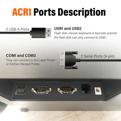 ASSUR Cash Register All-in-One POS System-11.6 inch Touch Screen, Customer Display, 58mm Receipt Printer POS Machine with Software, Electronic Cash Register for Small Business Retail Restaurant Store