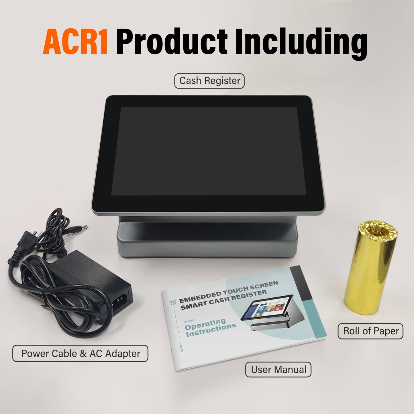 ASSUR Cash Register All-in-One POS System-11.6 inch Touch Screen, Customer Display, 58mm Receipt Printer POS Machine with Software, Electronic Cash Register for Small Business Retail Restaurant Store