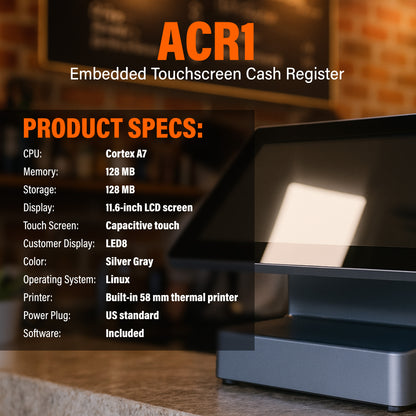 ASSUR Cash Register All-in-One POS System-11.6 inch Touch Screen, Customer Display, 58mm Receipt Printer POS Machine with Software, Electronic Cash Register for Small Business Retail Restaurant Store